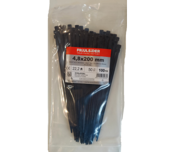 Plastikiniai tvirtinimo dirželiai 4,8×200 mm (100 vnt)